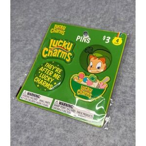 Lucky Charms Collectible Pin Set • 4‑Piece • General Mills • Monogram • NEW